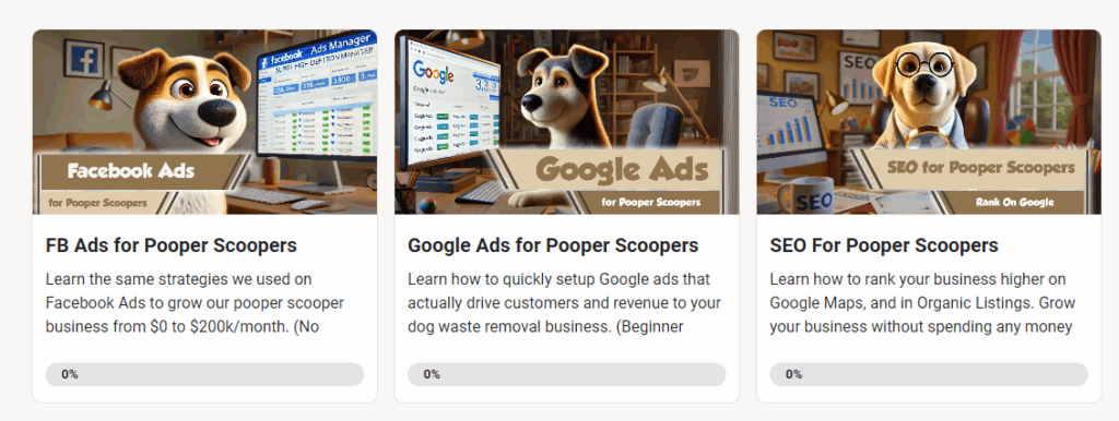 Marketing courses for pooper scooper business owners.